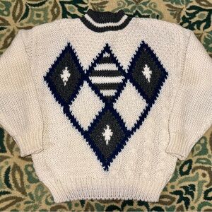 NEW Vtg 80’s FORUM Mock Neck Chunky Knit Southwest Geometric Oversized Sweater M